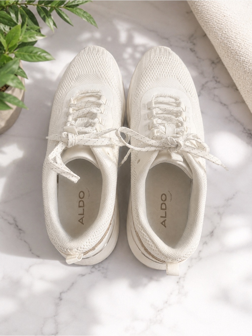 Aldo white Knit Platform Lace-Up Sneakers